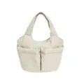Borsa tote in nylon beige di grande capacità con pratico design multitasca per il quotidiano - Taglia M / Beige