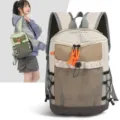 Mochila de senderismo de gran capacidad con bolsillos de malla y cierre de cordón - Caqui