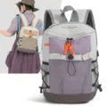 Mochila funcional ligera de montaña para exteriores con bolsillos de malla y cordón. - Púrpura