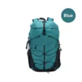 Teal blue waterproof hiking backpack with large capacity for outdoor travel - Blue