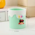 Niedlicher Eiscreme Stiftehalter Desktop Aufbewahrungseimer mit Cartoon Dekor 9.2x10cm - Doppeltes Muster / Grün