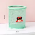 Cute mint green metal mesh pen holder with cartoon bow decor desk organizer for office school - Green (Hollow Pen Holder)