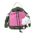 Trendy multifunctional shoulder crossbody backpack with cute cloud pendant for daily use - Pink