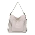 Donna zaino convertibile in nylon borsa a tracolla grande capacità shopper casual - Bianco