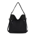 Zaino convertibile e borsa a tracolla in nylon nero da donna, zainetto casual impermeabile. - Nero