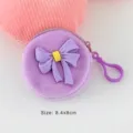 Mini Plüsch-Münzbeutel in Lila mit niedlicher Schleife, Größe 8,4x8 cm. - 8.4x8cm / Lila