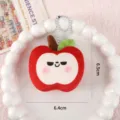 Lindo llavero de manzana de felpa con cadena de perlas, colgante de bolsa suave, 6.5cm - Manzana