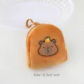 Cute brown capybara plush mini coin purse for kids, portable storage bag, 9.5x9.5cm - Mini Backpack Orange Capybara Style