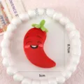 Cute red chili pepper plush keychain pendant, soft stuffed vegetable doll bag hanging ornament. - Chili