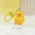 Cute 3D yellow chick keychain accessory with matching yellow metal clasp and compact design - Chick Holding Hands Style