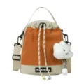 Trendy single-shoulder crossbody bucket bag with cute cloud pendant, practical grid design. - One Size / Orange