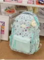 Zaino scolastico in tela carina verde menta con motivo a stelle, zaino casual per studenti. - con portachiavi / Verde