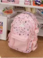 Zaino scolastico rosa in stile giapponese per studenti, con motivo a stelle e mucca, molto grazioso. - con portachiavi / Rosa