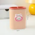 Niedlicher Cartoon-Stiftehalter mit zwei Fächern, Schreibtisch-Organizer, 10,3 cm hoch - Kleiner Hase