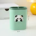 Süßer mintgrüner Stifthalter mit 2 Fächern und dekorativem Panda-Motiv für den Schreibtisch - Kleiner Panda