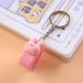 Roze mini nietmachine sleutelhanger met schattig 3D konijn, draagbaar kantoor briefpapier. - Konijn