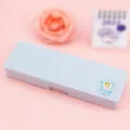 Astuccio per matite a tema cartone animato minimalista, scatola portaoggetti in PP azzurro. - Ragazza scatola blu / astuccio a cartone animato