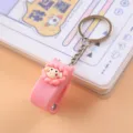 Schattige roze mini nietmachine sleutelhanger met lief schaap design, draagbaar briefpapier. - Roze Schaap