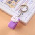 Mini draagbare nietmachine met schattig schaap hangend en sleutelhanger, paarse kantoorart. - Wit Schaap