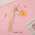 Laccetto per telefono con stella, cordino intrecciato giallo e bianco e catena rosa - 1 Pezzo / Stella Giallo e Bianco