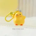 Cute 3D yellow chick keychain pendant for backpacks and keys, size 6.5x2.4cm - Waving Chick Style
