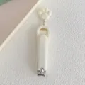 Tagliaunghie portatile bianco crema con grazioso ciondolo a zampa di gatto - Stile Semplice / Giallo latte