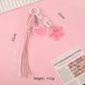 Grazioso ciondolo per cellulare rosa con cuore, stella, nappe e catena acrilica, 12g - 1 Pezzo / Stella Rosa e Bianco