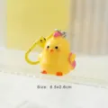 Cute 3D yellow chick keychain with pink crest and carabiner for backpack charm - Chick With Handbag Style