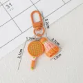 Llavero de raqueta de bádminton y volante naranja dije de metal para bolso regalo - Naranja