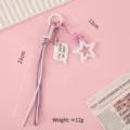 Cordino per telefono intrecciato viola e bianco creativo con stella e ciondolo a nuvola - 1 Pezzo / Stella Viola e Bianco