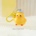 Cute 3D yellow baby chick keychain backpack charm pendant for couples and students - Chick Wearing Hat Style