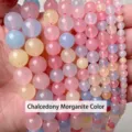 Cuentas redondas de calcedonia de colores morganita para pulseras de bricolaje - Ajuste regular / 4mm (Aprox 90 Pcs/Tira) / Morganita Multicolor