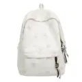 White casual minimalist backpack with cute rhinestone butterfly patterns and tassels. - White