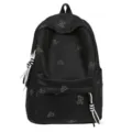 Black rhinestone butterfly backpack, large capacity casual school bag for students daily use. - Black