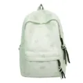 Light green casual backpack with cute butterfly rhinestones and black ribbon tassel SKU - Green
