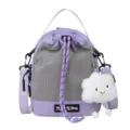 Purple grid bucket shoulder bag with cute white cloud keychain, casual crossbody bag - One Size / Purple