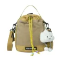 Trendy canvas crossbody bucket bag with cute cloud pendant, large capacity outdoor bag. - One Size / Yellow