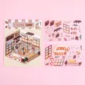 Set de pegatinas de escena DIY con temática de cafetería y animales lindos para scrapbooking - Cafetería