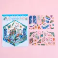 Set de pegatinas DIY de mini tienda de flores con láminas de PET transparentes para álbumes de recortes - Floristería de Gato