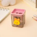 Taille-crayon mignon canard dessin animé à double trou rose avec base transparente - Style Canard Jaune