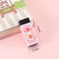 Lindo borrador de refresco de durazno de dibujos animados, goma negra con funda rosa para papelería. - Melocotón Rosa