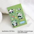 Green cartoon panda mini notebook 105x70mm with 24 pages for cute school supplies - 105x70mm / Panda Mini Notebook