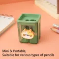 Taille-crayon mignon double trou avec motif chat calicot pour écoliers, ton crème - Style Chat Mignon