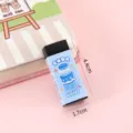 Borrador negro con diseño de agua de soda azul, bonito artículo de papelería para estudiantes. - Refresco Azul