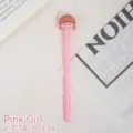 Cute cartoon pink gel pen featuring a lovely 3D girl character topper for school - Pink Girl/Bear