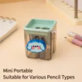 Taille-crayon mignon chien bleu à double trou avec boîtier transparent - Chien à Joues Roses