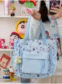 Joli sac cabas sac à dos d'école style japonais mignon pour étudiantes, multi-poches. - Bleu Sac Bandoulière