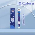 Stylo à bille mignon 10 couleurs avec design astronaute de dessin animé et boîtier bleu - Astronaute / Stylo à Bille 10 Couleurs