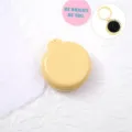 Portable folding air cushion comb with mirror, cute round mini massage hair brush. - Minimalist Cushion Hairbrush - Cream Yellow (OPP Bag)