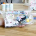 Minimalist transparent PVC storage pouch for stationery and documents with a button closure - Rectangular (18*11*3cm) / Basic Transparent